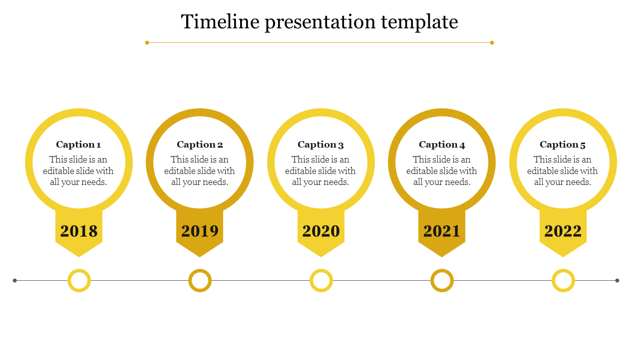 Incredible Timeline Presentation Template In Yellow Color