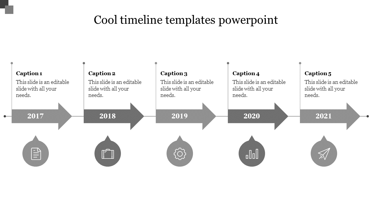 Attractive Cool Timeline Templates PowerPoint In Grey Color