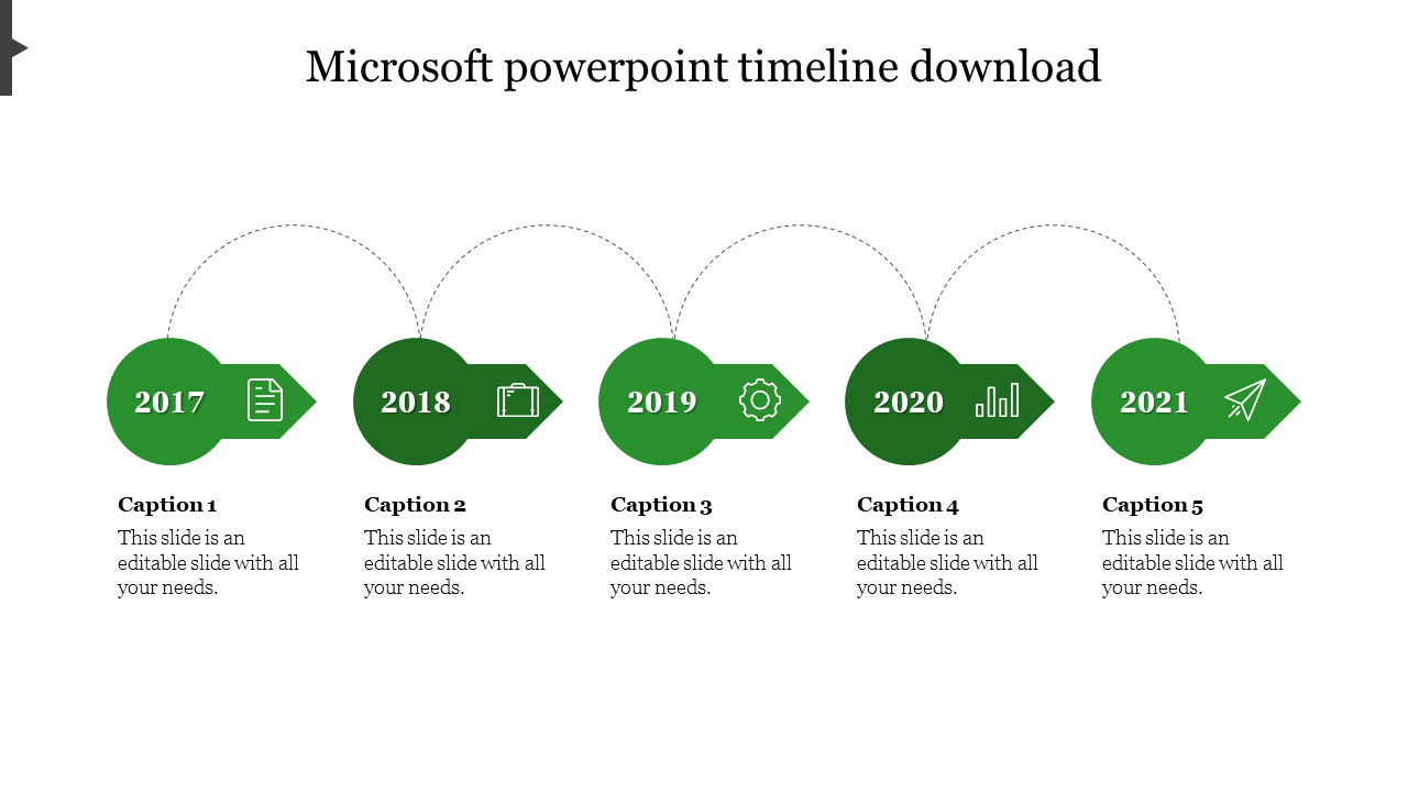 Microsoft PowerPoint Timeline Download With Five Nodes