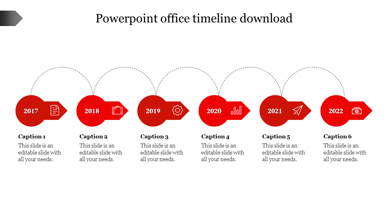 Attractive PowerPoint Office Timeline Download-6 Node