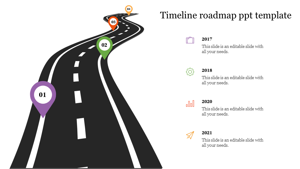 Stunning Timeline Roadmap PPT Template Presentation