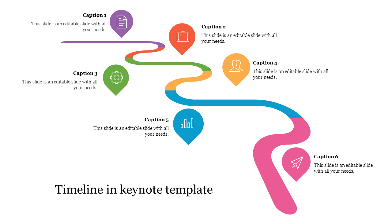 Multicolor Timeline In Keynote Template Presentation