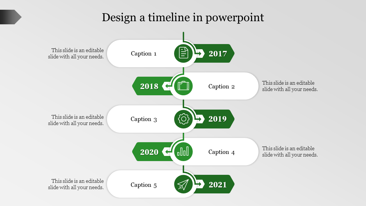 Design a Timeline in PowerPoint - Green Color