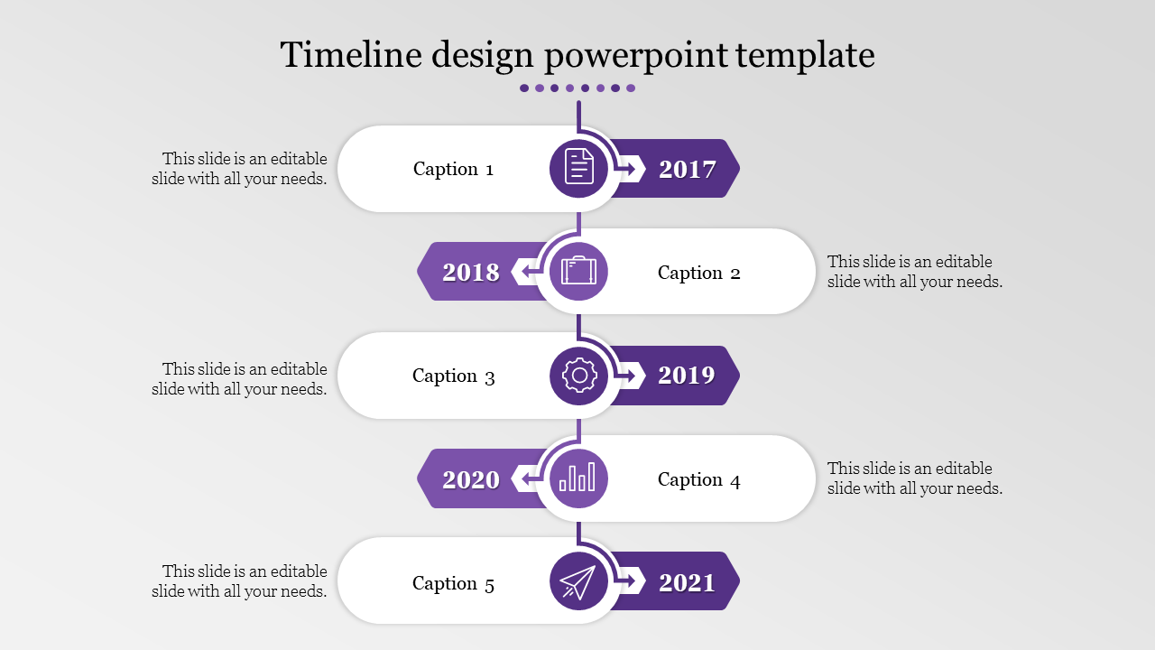 Editable Timeline Design PowerPoint Template Presentation