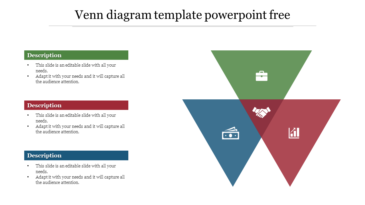 Stunning Venn Diagram Template PowerPoint Free Slide