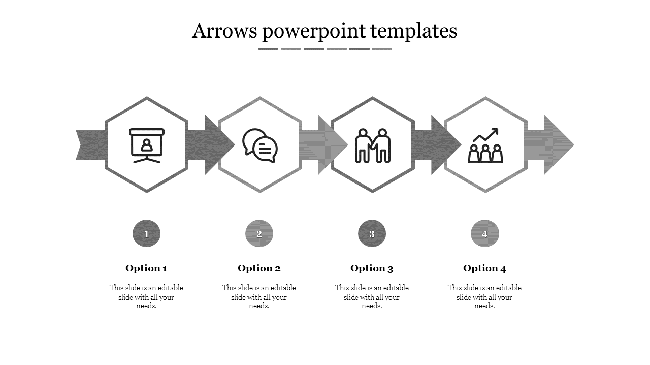 Attractive Arrows PowerPoint Templates In Grey Color