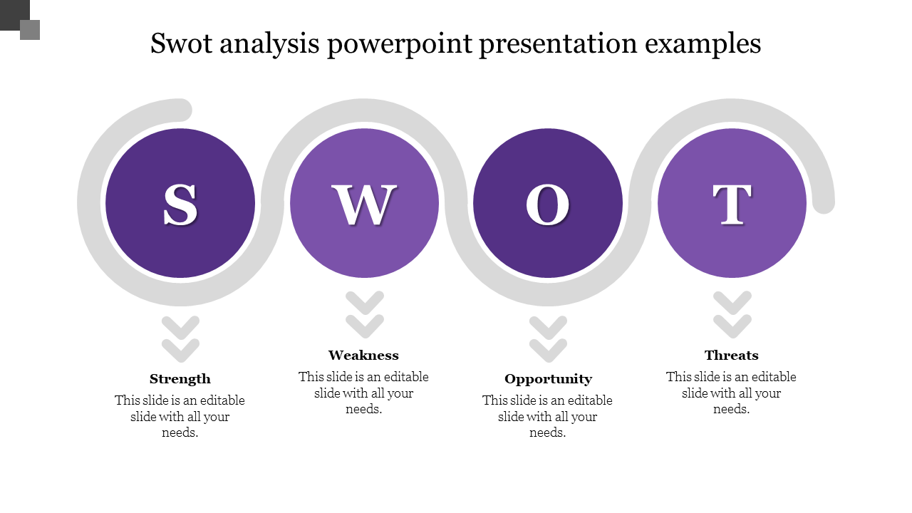 Four purple circles aligned horizontally, each with a curved gray arrow wrapping around the half of the circles.