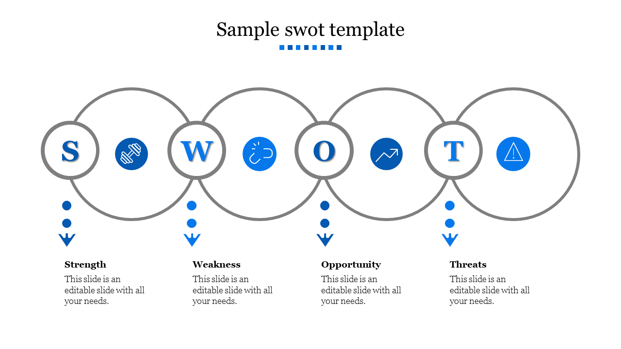 Sample SWOT Template Slide Design-Four Node