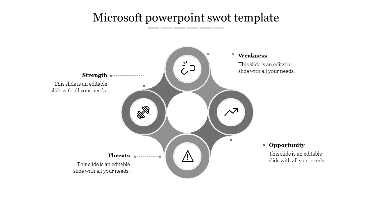 Microsoft PowerPoint SWOT Template Slide Design 4-Node