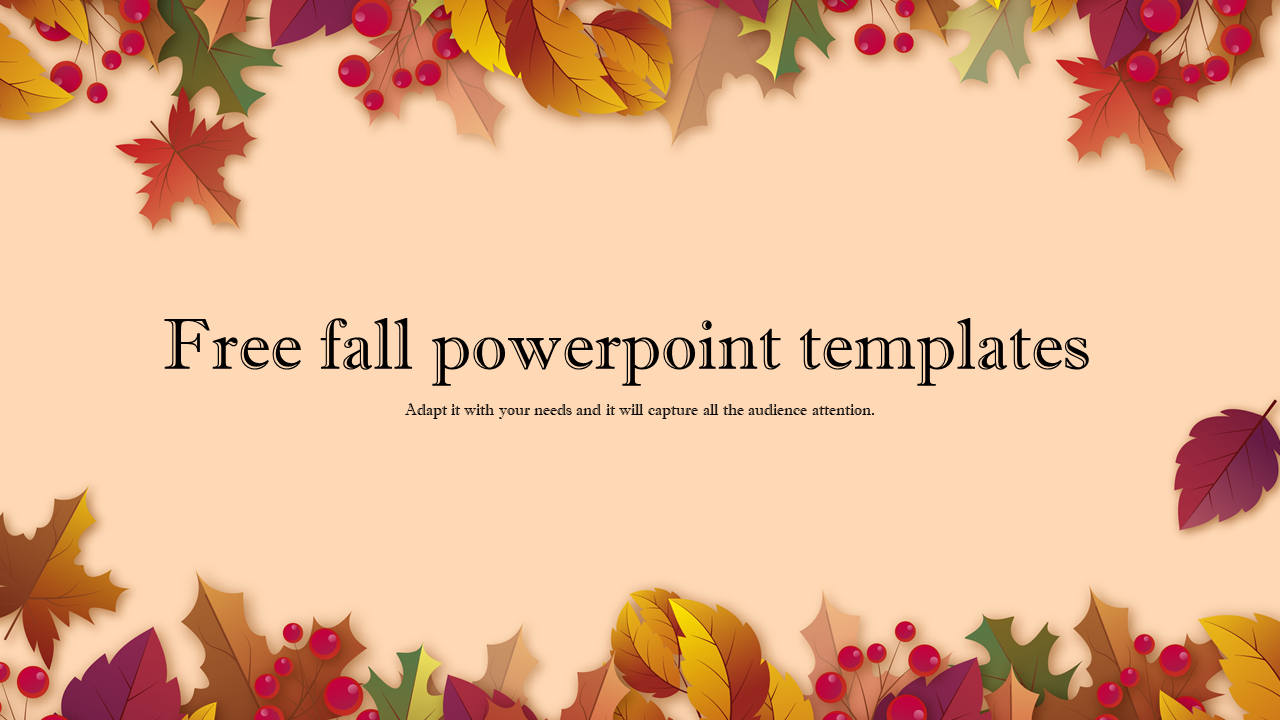 Free fall template with decorative border featuring orange, yellow, and red leaves, along with scattered berries.