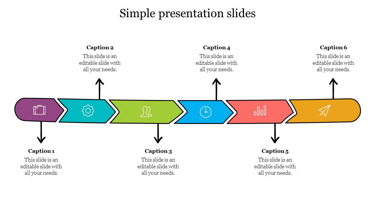 Effective Simple Presentation Slides Template With Six Arrow