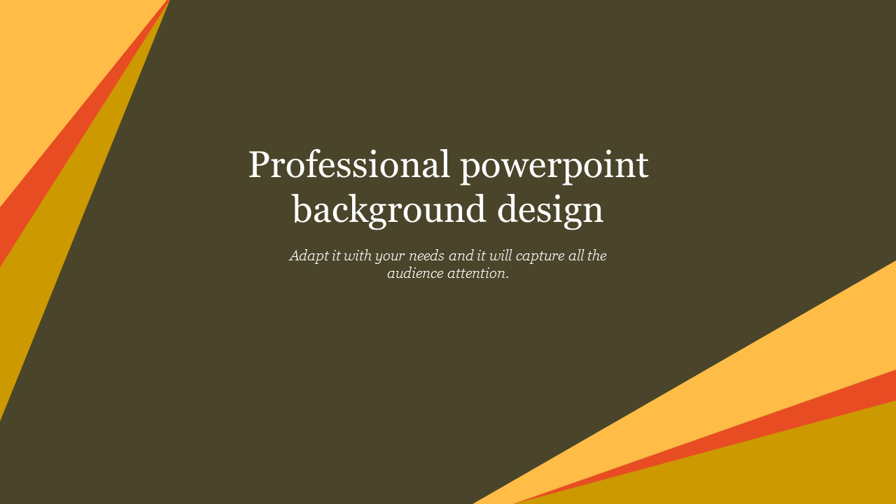 Professional PowerPoint background design with a text placeholder and abstract yellow and orange shapes.