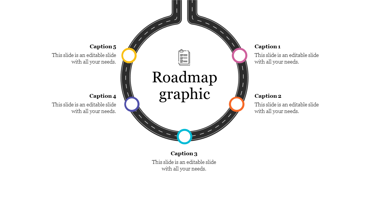 Creative roadmap graphic PowerPoint With Five Nodes