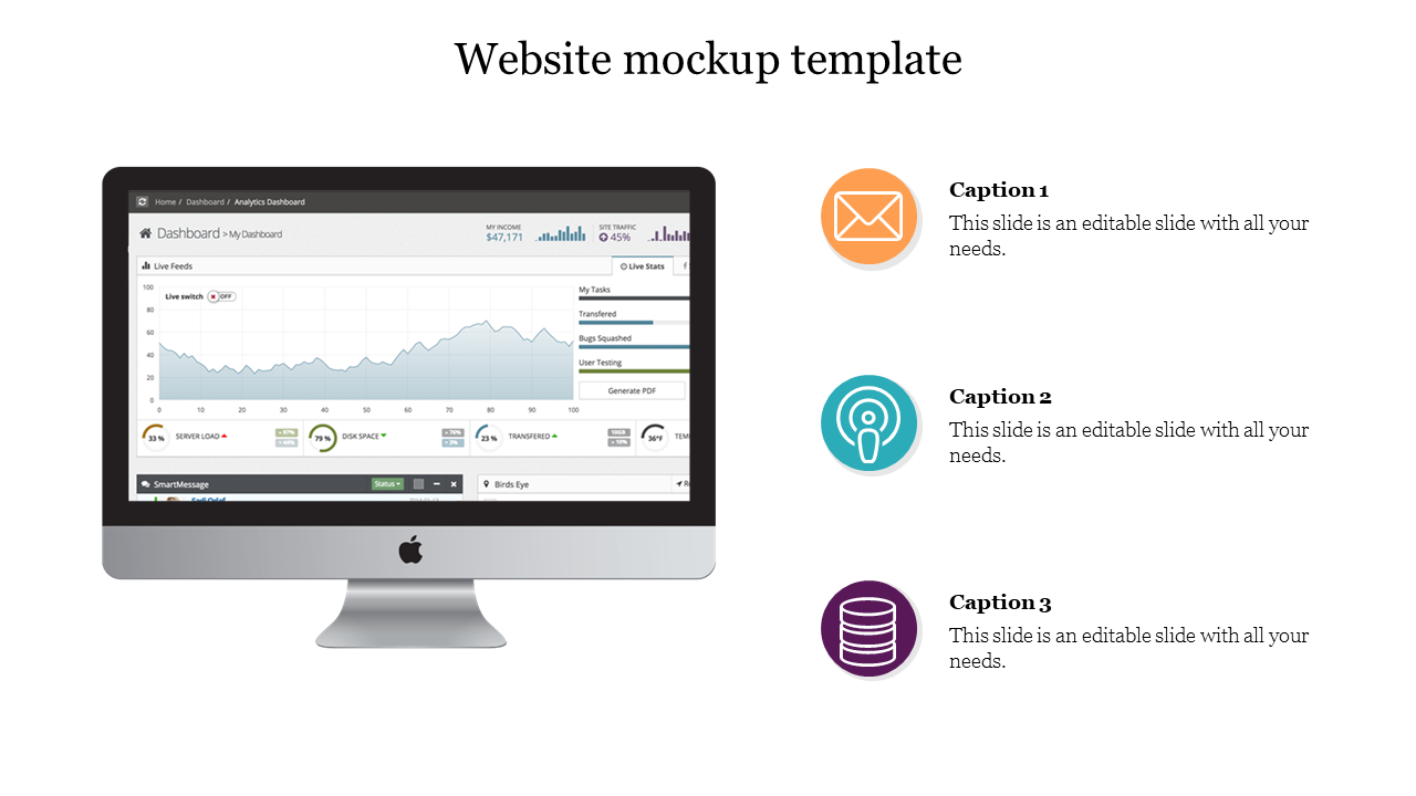 Attractive Website Mockup Template Slide Design-Three Node