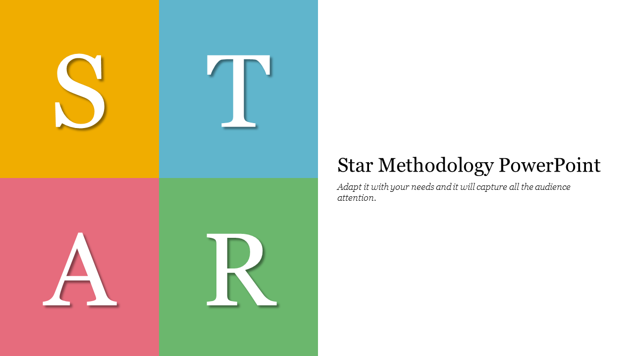 Brightly colored squares each displaying a letter from the word star with its methodology description text on the right.