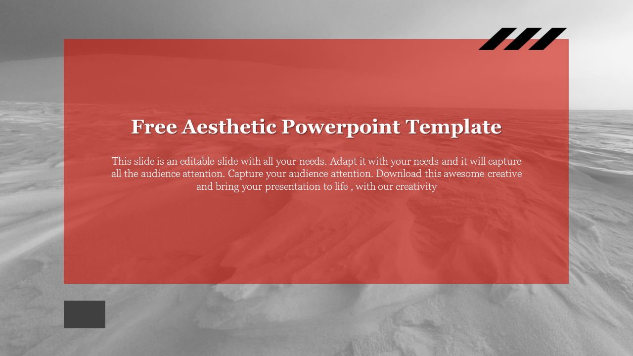 Aesthetic PowerPoint template with a red overlay and modern design featuring bold text and a minimalist background.