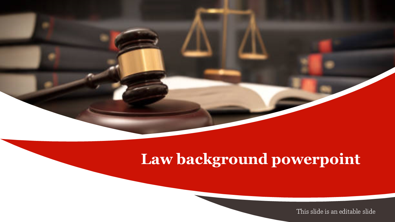 Law themed image featuring a gavel and scales in the background, with a red and white curved banner across the bottom.