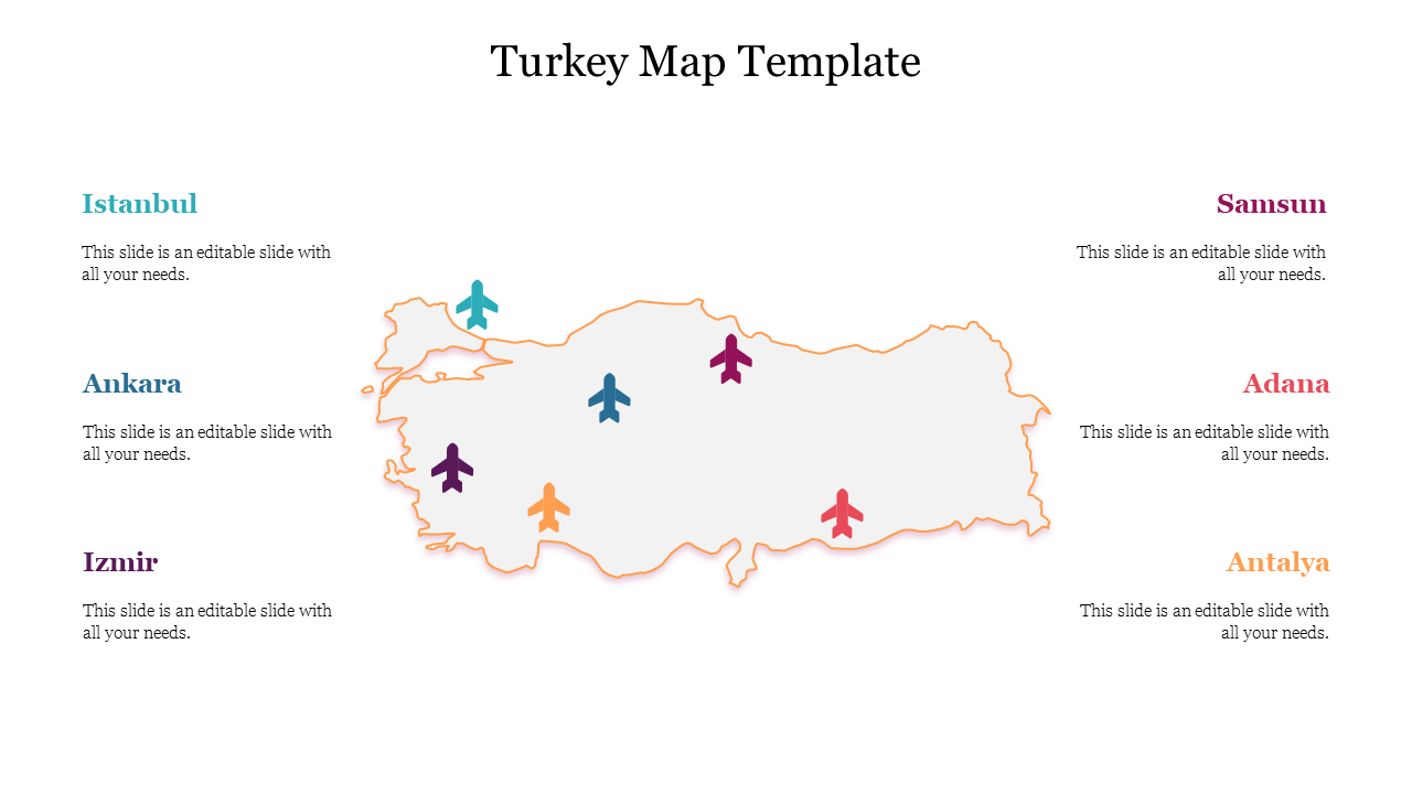 Captivating Turkey Map Template For your Presentations