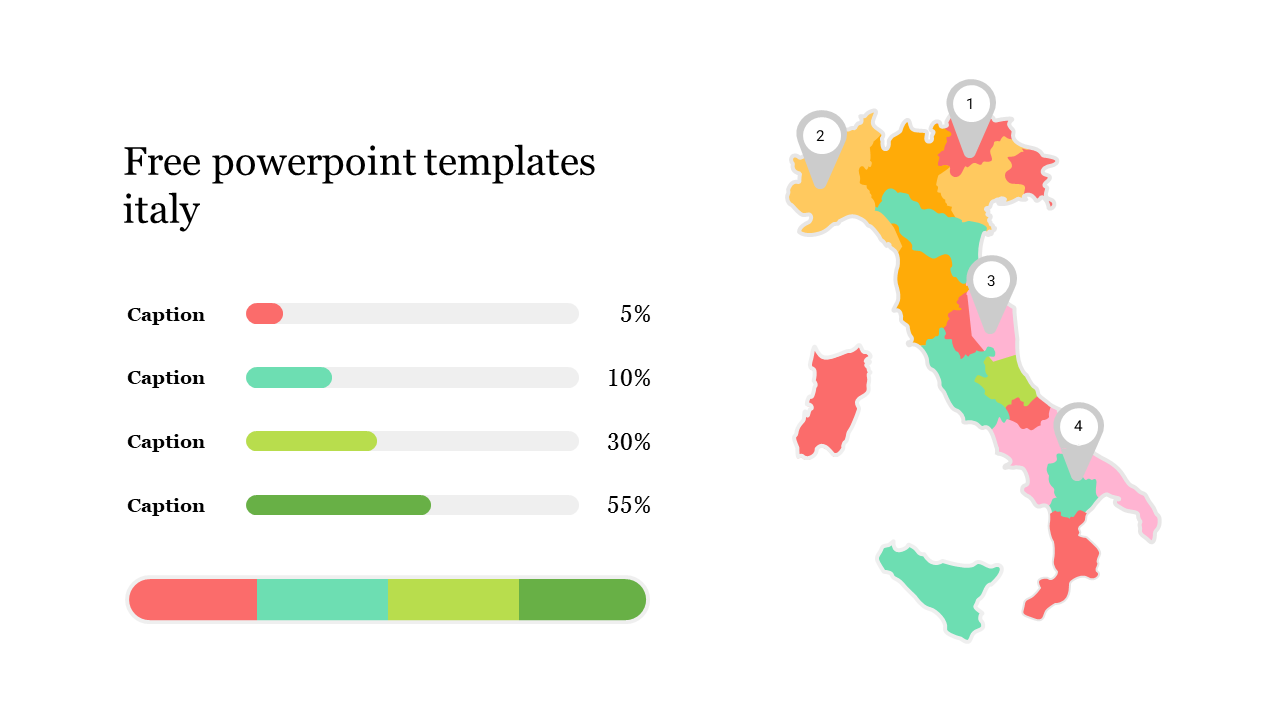 Get Free PowerPoint Templates Italy Map-Four Node PPT