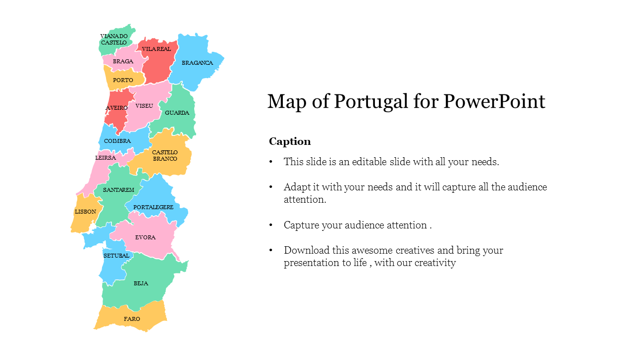 Map of Portugal for PowerPoint and Google Slides