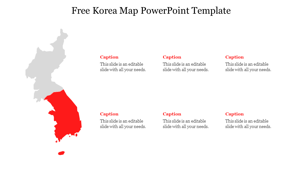 Use Free Korea Map PowerPoint Template Slide Design