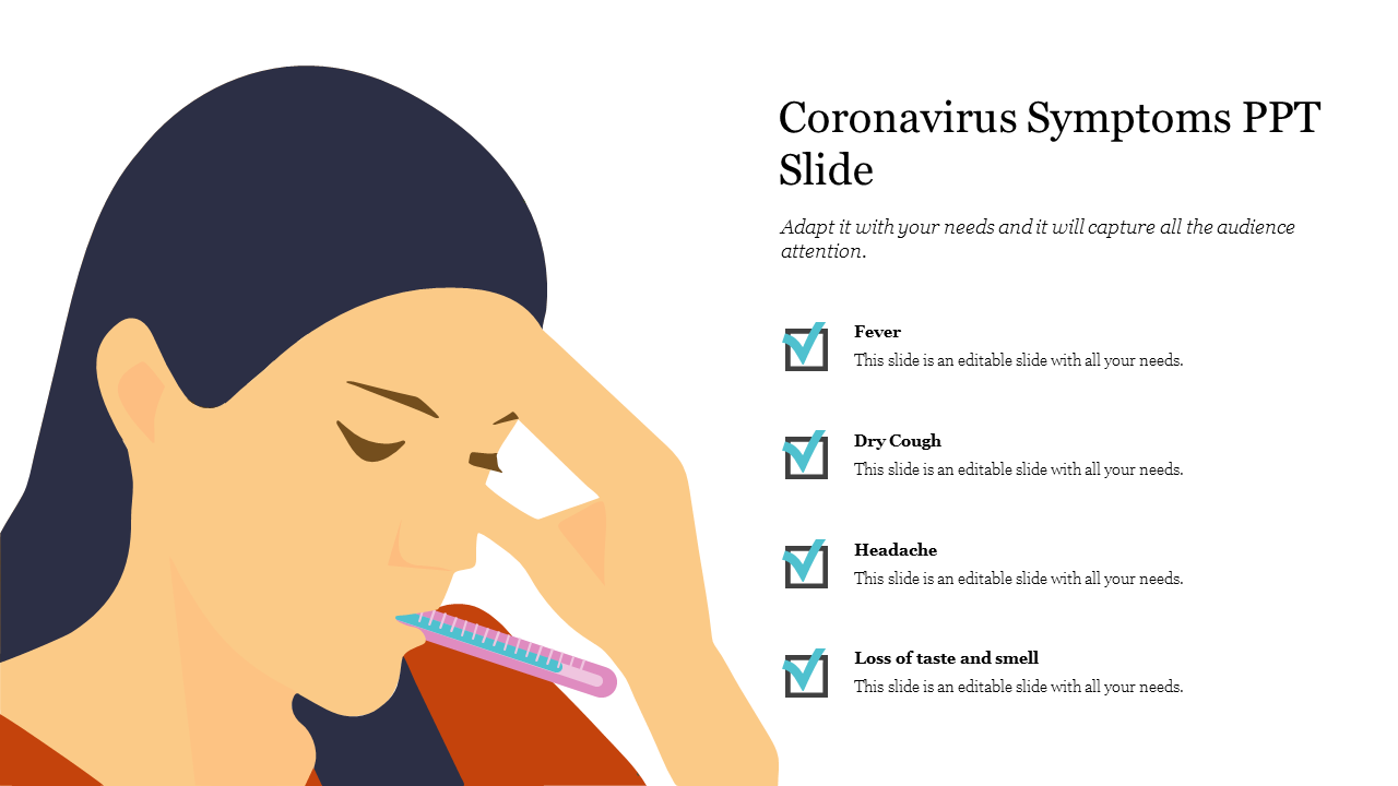 Coronavirus Symptoms PPT Slide Template Design