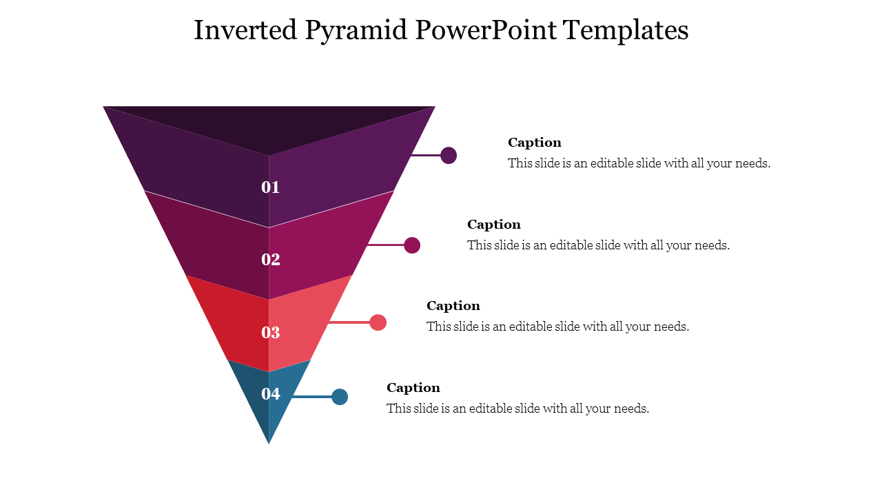 Four-layered inverted pyramid graphic in dark colors with labeled sections  each connected to a placeholder text box.