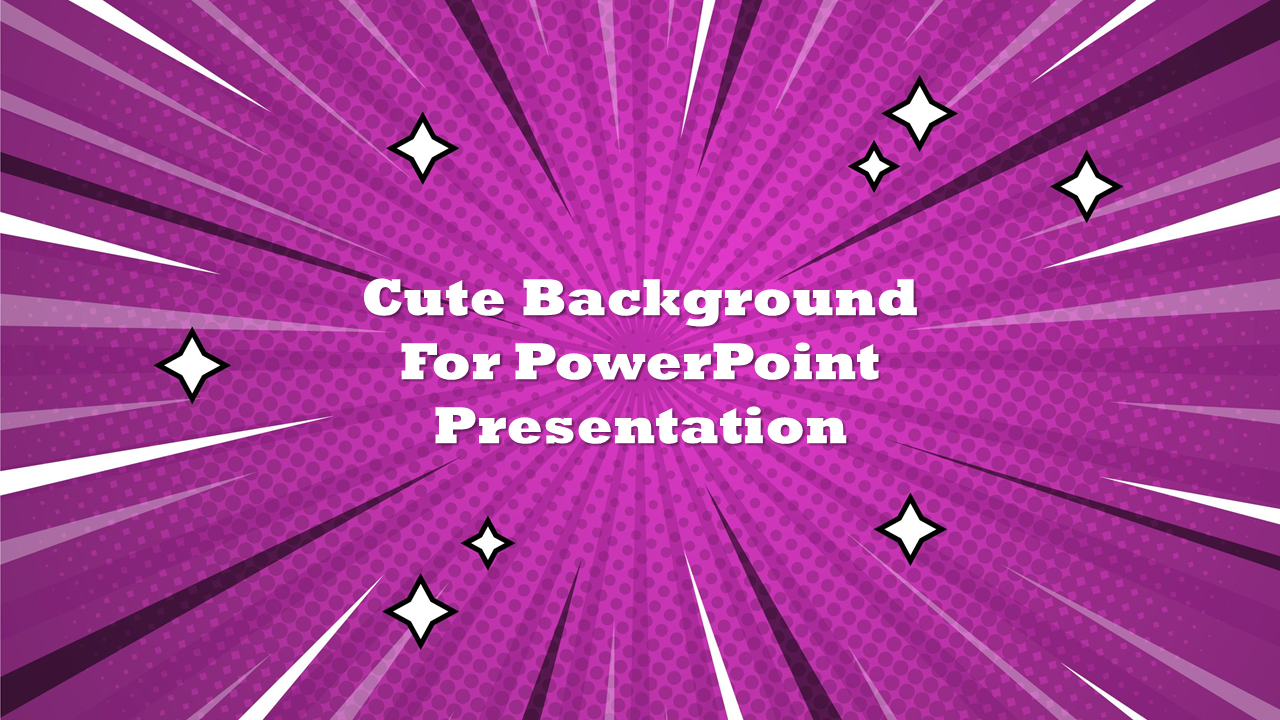 A cute purple background with star like effects and bold text for a PowerPoint slide.