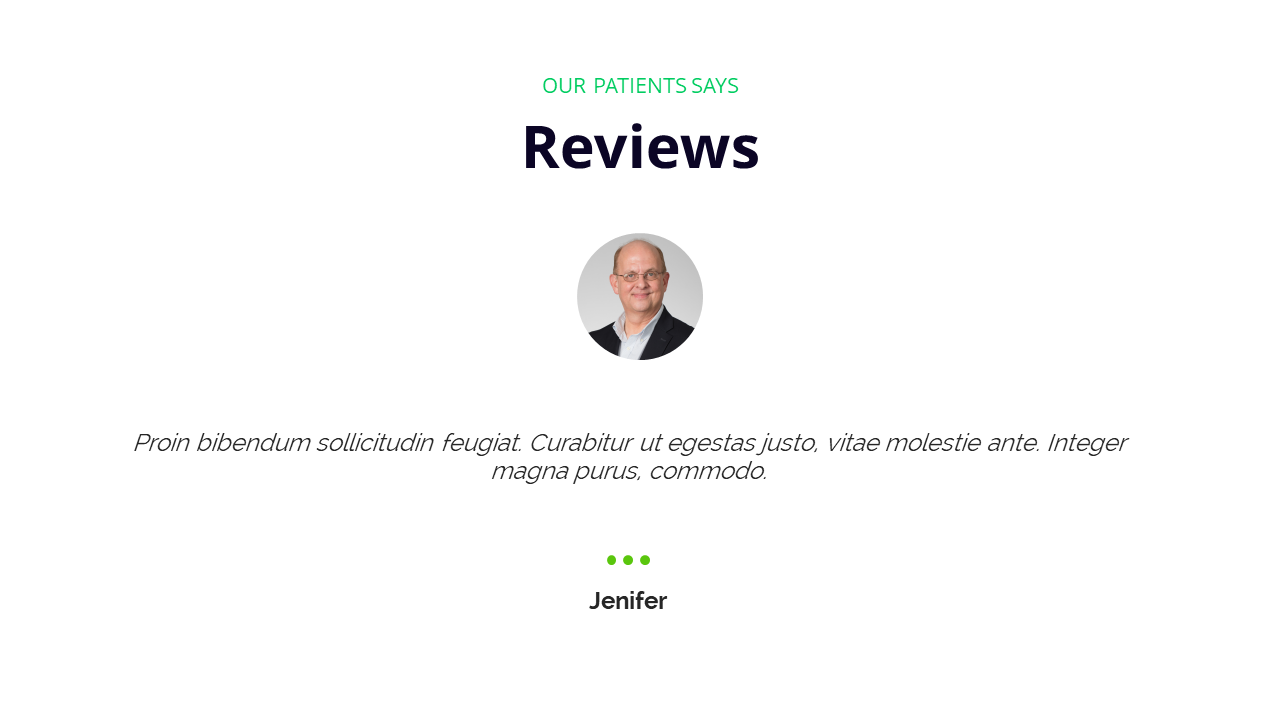 Review slide featuring a patient testimonial with a photo of a smiling individual and the text.