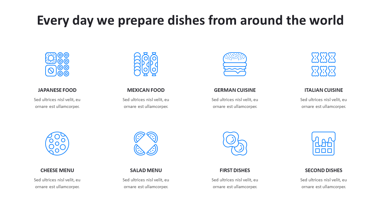 Get Catering Dishes Plan PowerPoint Template-Eight Node