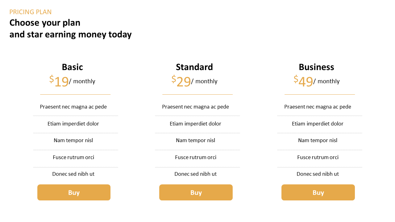 Editable Free Pricing PowerPoint Template With Three Nodes