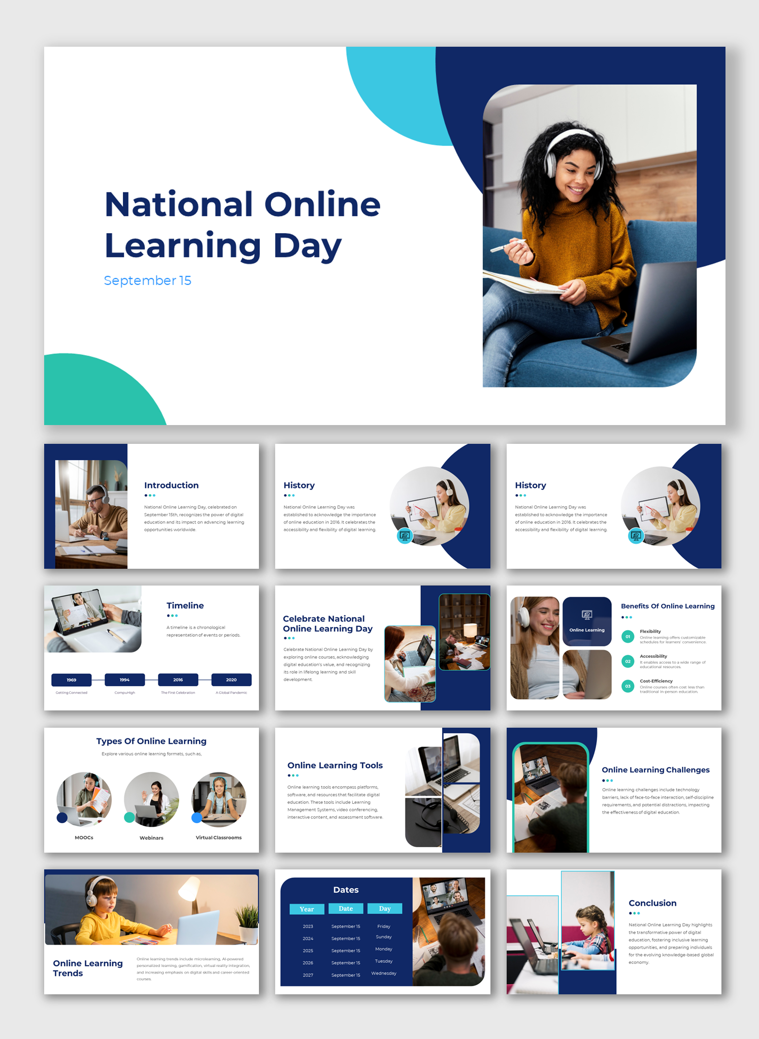 National Online Learning Day PPT And Google Slides Templates