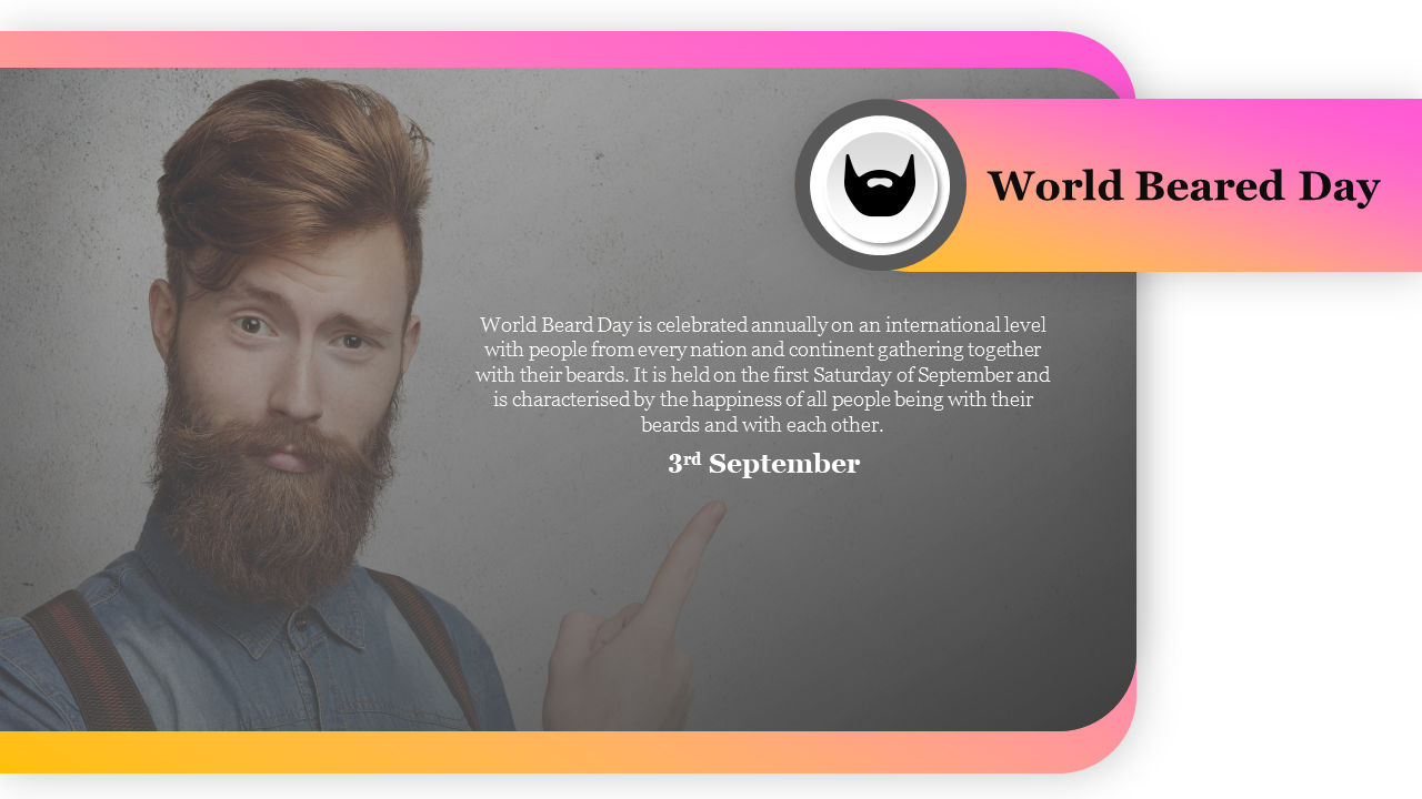 Creative World Beared Day Presentation Template With Icon