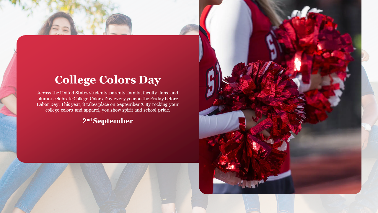 College Colors day presentation slide celebrating school spirit with details on the event's significance.