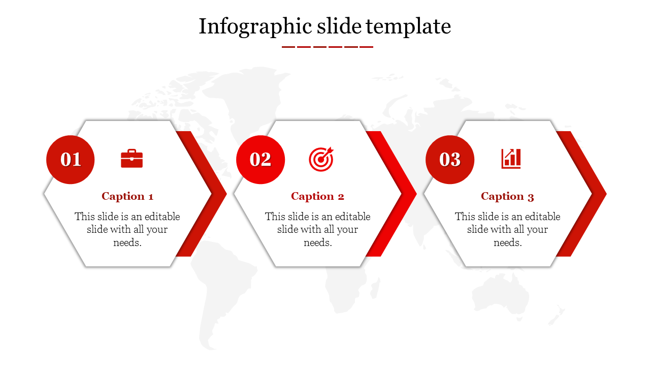 Infographic slide featuring three hexagonal icons representing business, goal setting, and data analysis with captions.