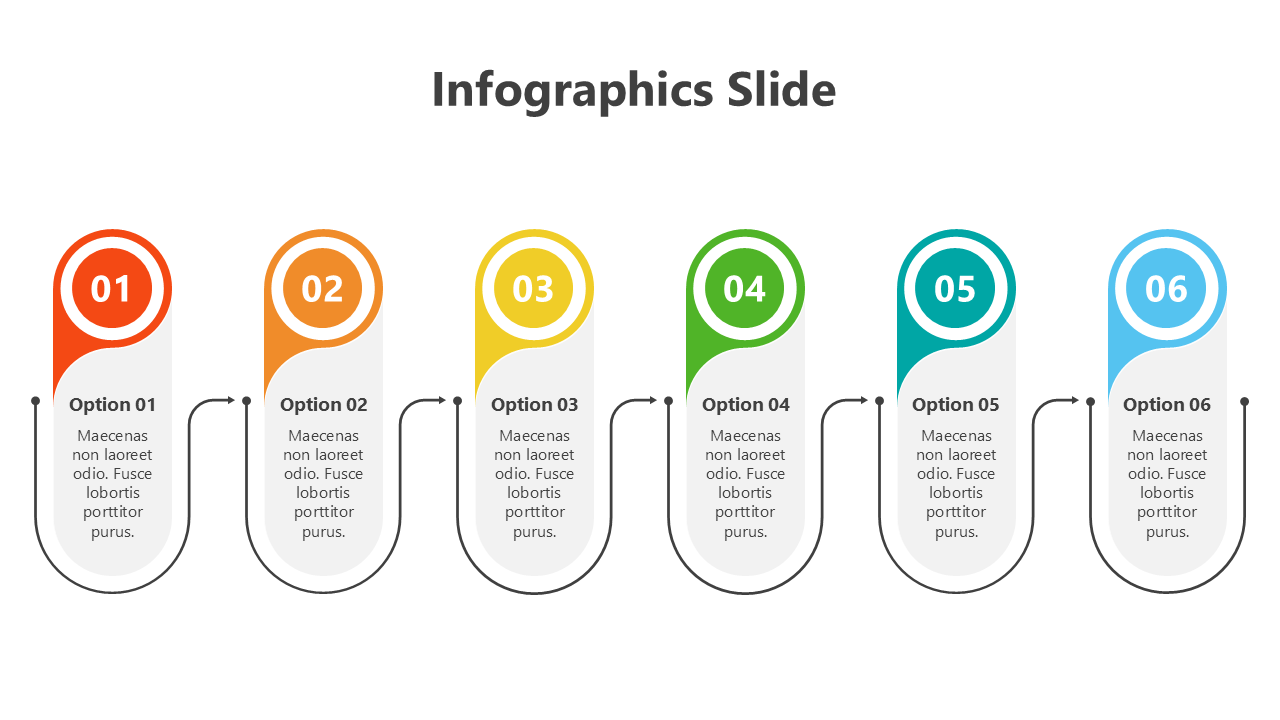 Infographic slide with three circular segments showing percentages and stages labeled 3 titles with placeholder text.