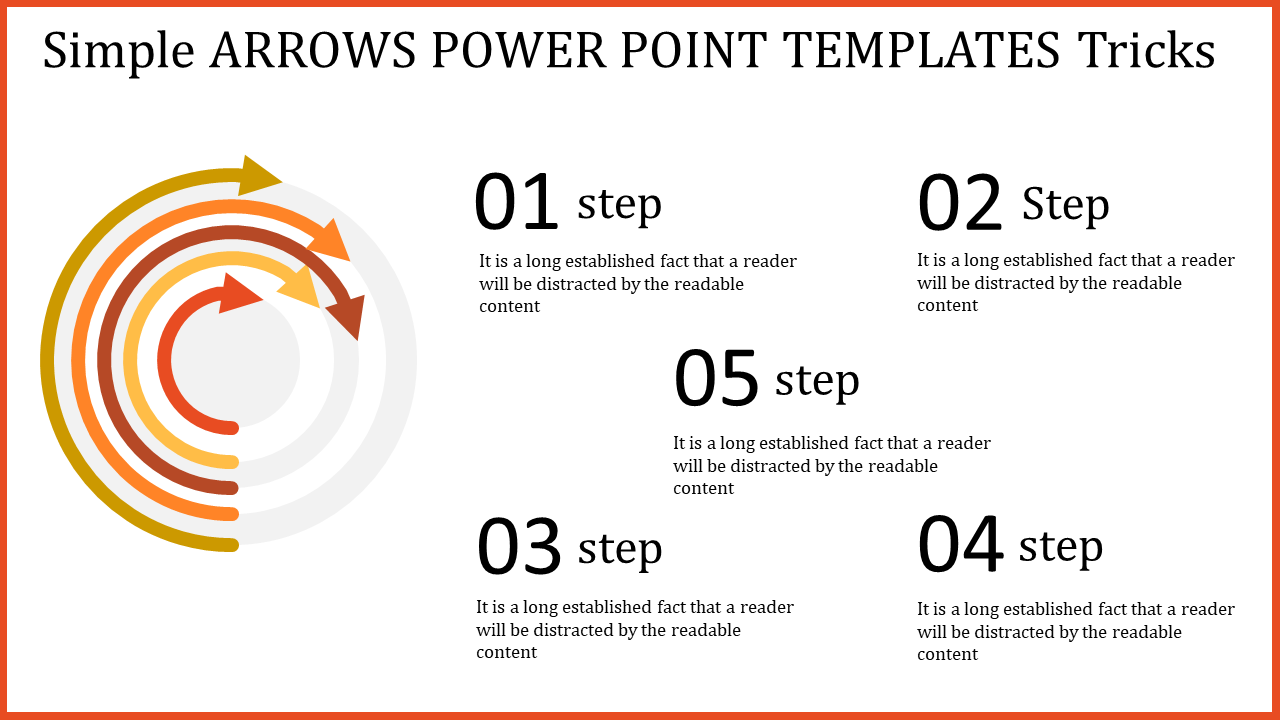 Try Our Predesigned Arrows PowerPoint Templates-Five Node