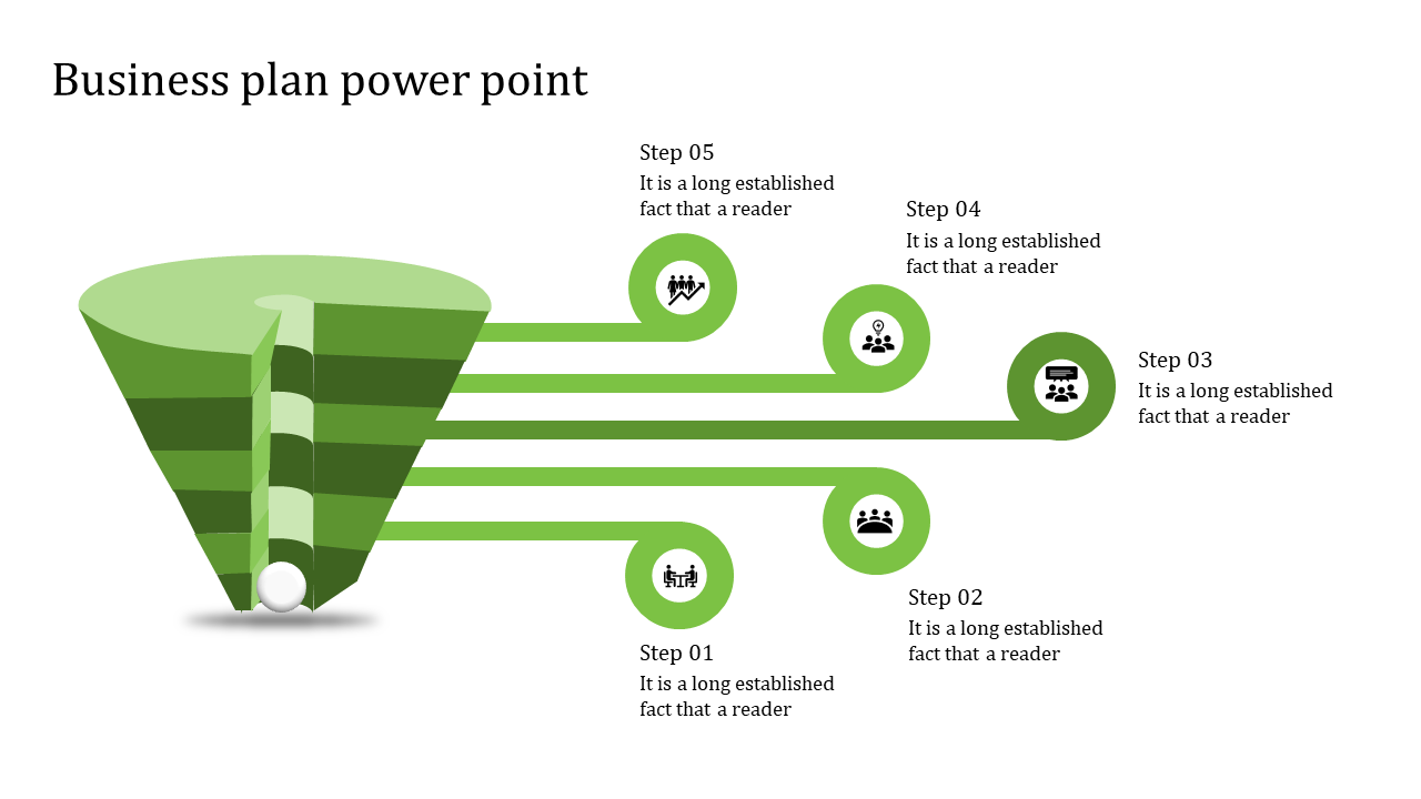 Editable Business Plan PowerPoint In Green Color Slide