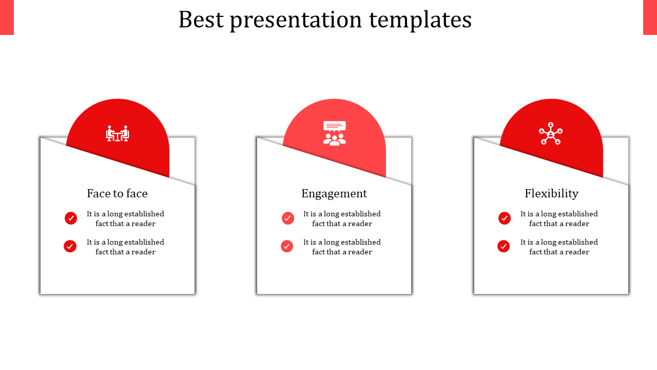 Best PPT presentation slide featuring Face to Face to Flexibility with red highlights with placeholder text.