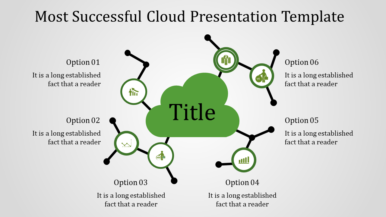  Six Nodded Cloud Presentation template for PPT and Google Slides