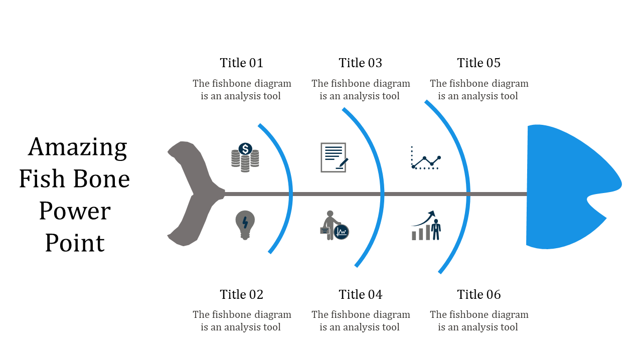 Fish Bone PowerPoint and Google Slides with Six Nodes