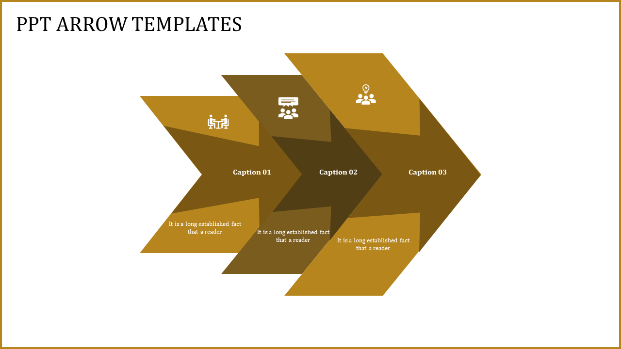 Magnificent PPT Arrow Template with Three Nodes Slides