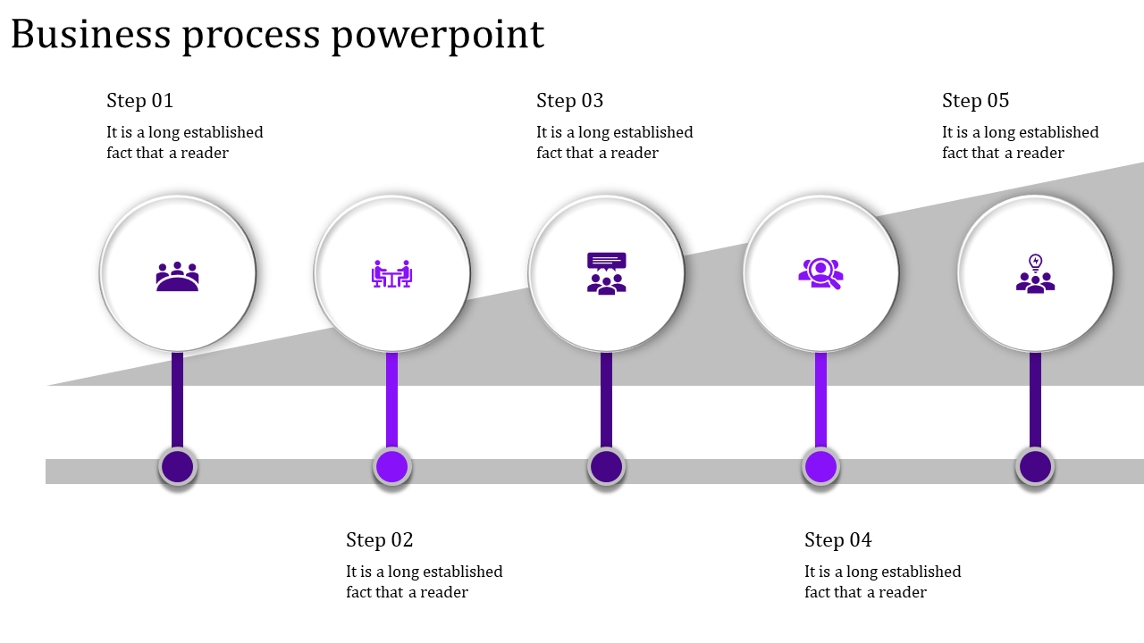 Fantastic five noded business process PowerPoint Template