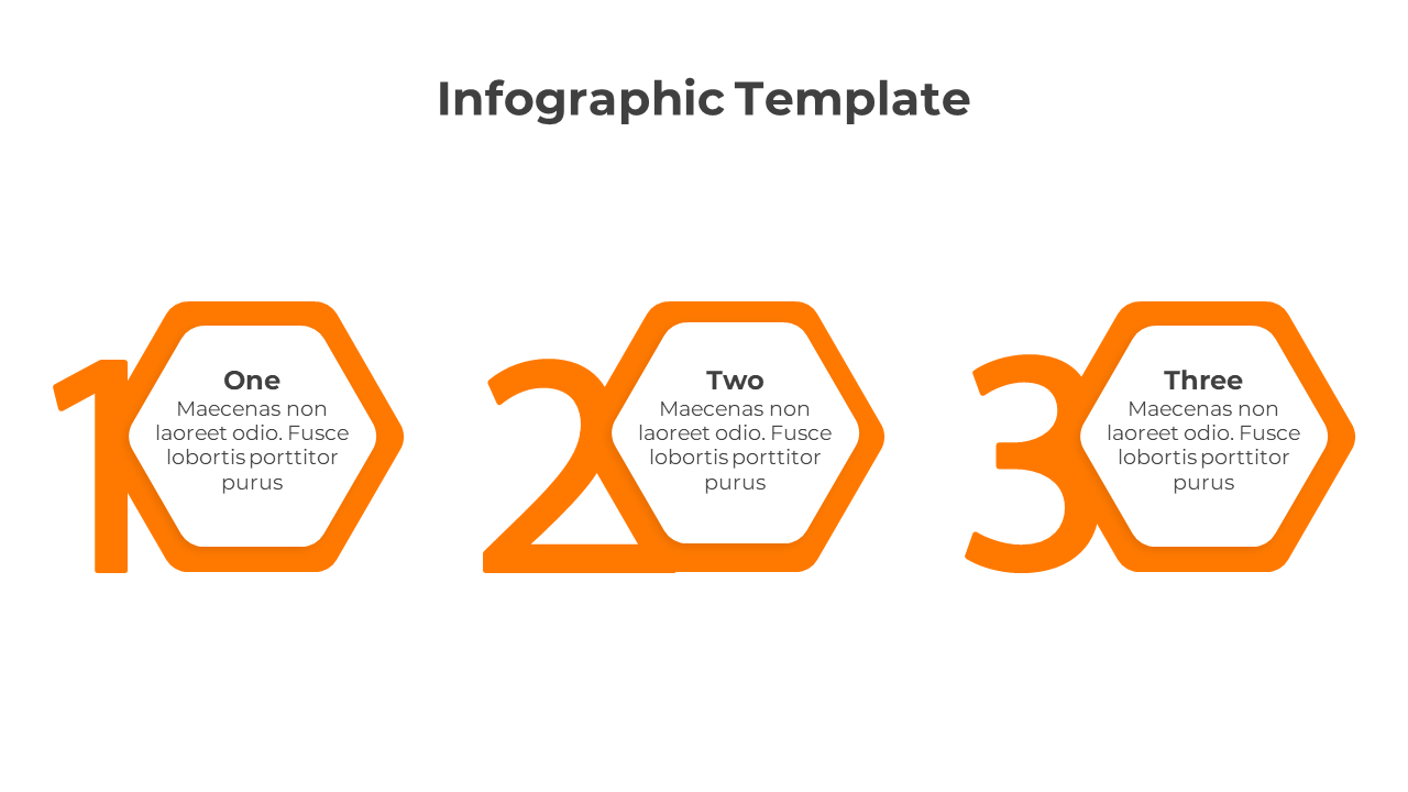 Orange themed infographic template with numbered hexagons for different sections.