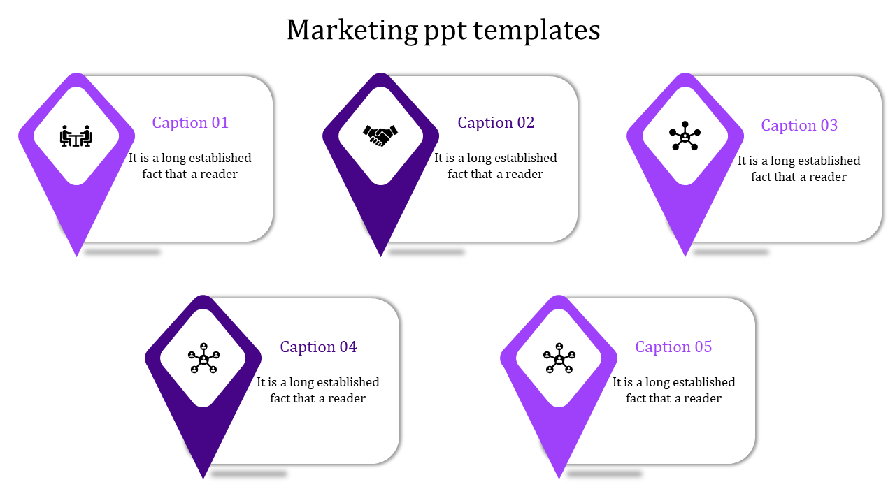 A Five Noded Marketing PPT and Google Slides Template