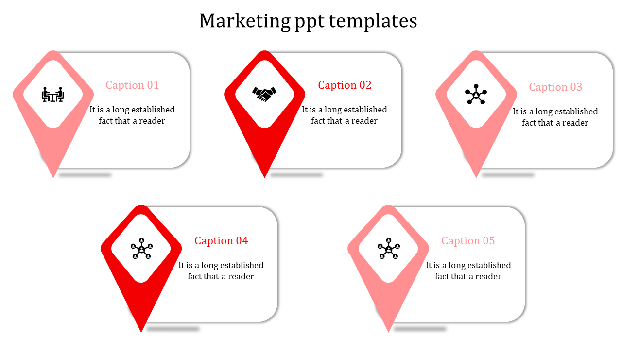 A Five Nodded Marketing PPT Template And Google Slides