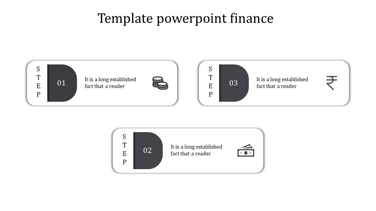 Minimalist financial process diagram with step indicators and icons representing different monetary elements.