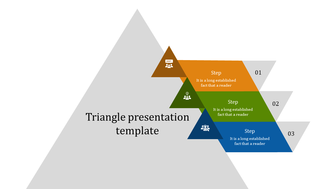 Multi-Color 3 Steps Triangle PPT Template & Google Slides