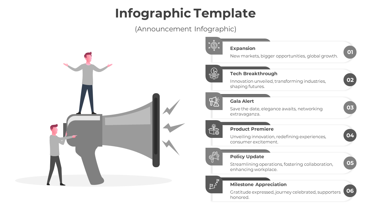 Easy To Use Announcement Infographic PPT And Google Slides