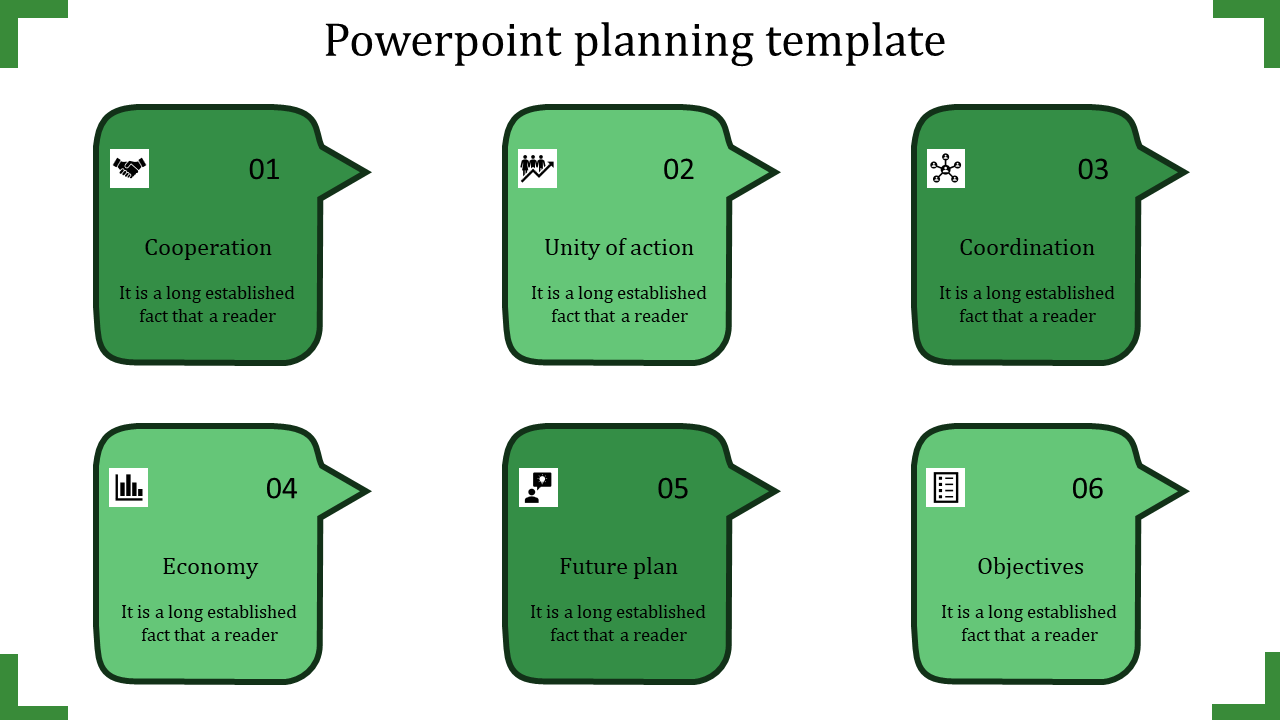 PowerPoint Planning Template And Google Slides With Six Nodes